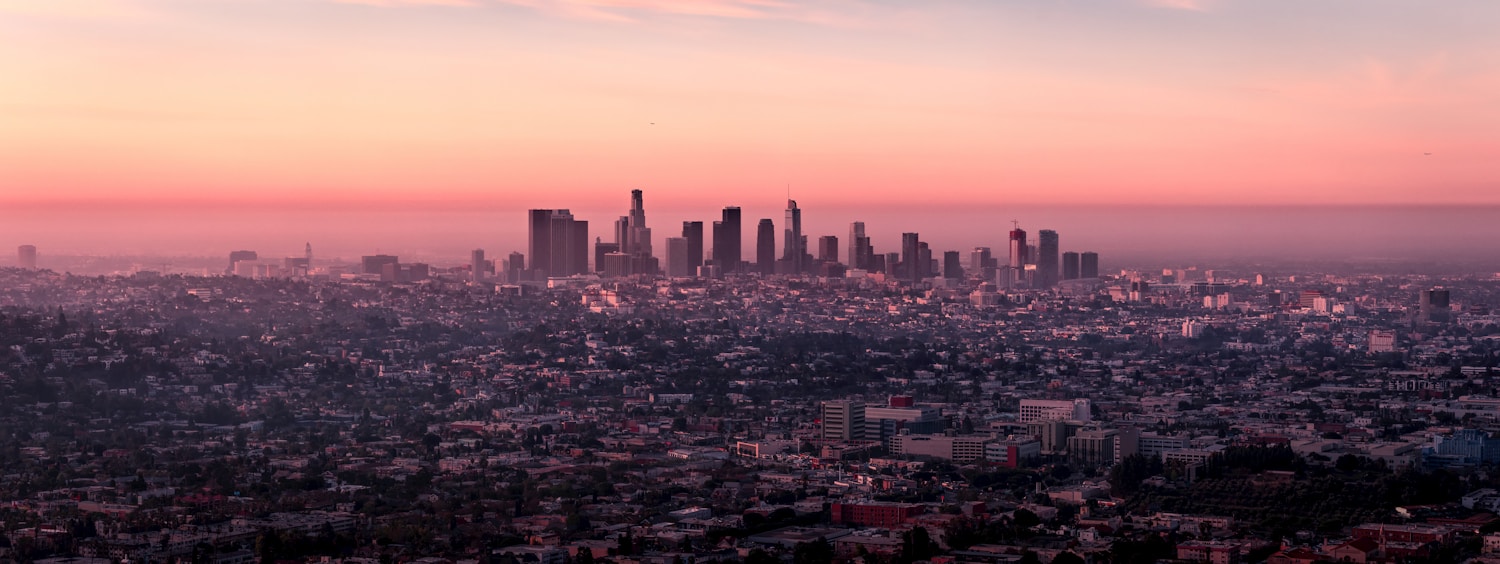 landscape photo of Los Angeles city buildings during dusk
